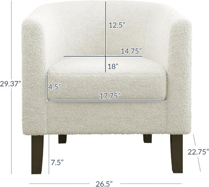BELLEZE Accent Barrel Chair Set of 2, Linen Round Chair Club Tub Sofa Corner Chair with Flared Legs