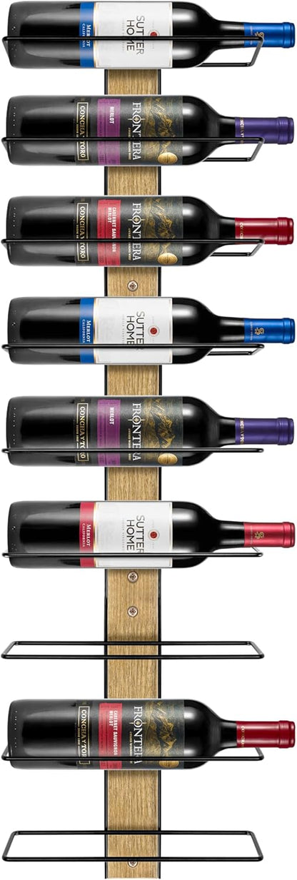 Sorbus Wall Mounted Wine Rack - Wood Wine Rack Wall Mounted for Bottles, Liquor, Champagne - Black