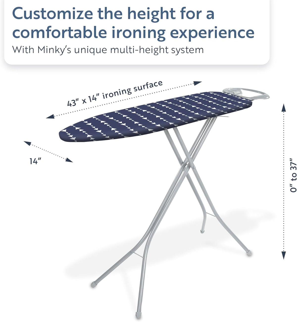 Classic 4-Leg Ironing Board with Iron Rest - Freestanding Full Size Iron Board for Clothes Pressing
