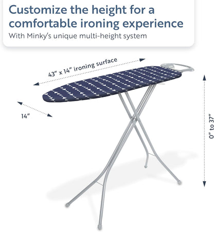 Classic 4-Leg Ironing Board with Iron Rest - Freestanding Full Size Iron Board for Clothes Pressing