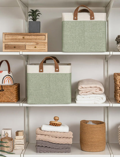 StorageWorks Storage Bins, Fabric Storage Bins for Shelves, Large Storage Baskets with Metal Frame