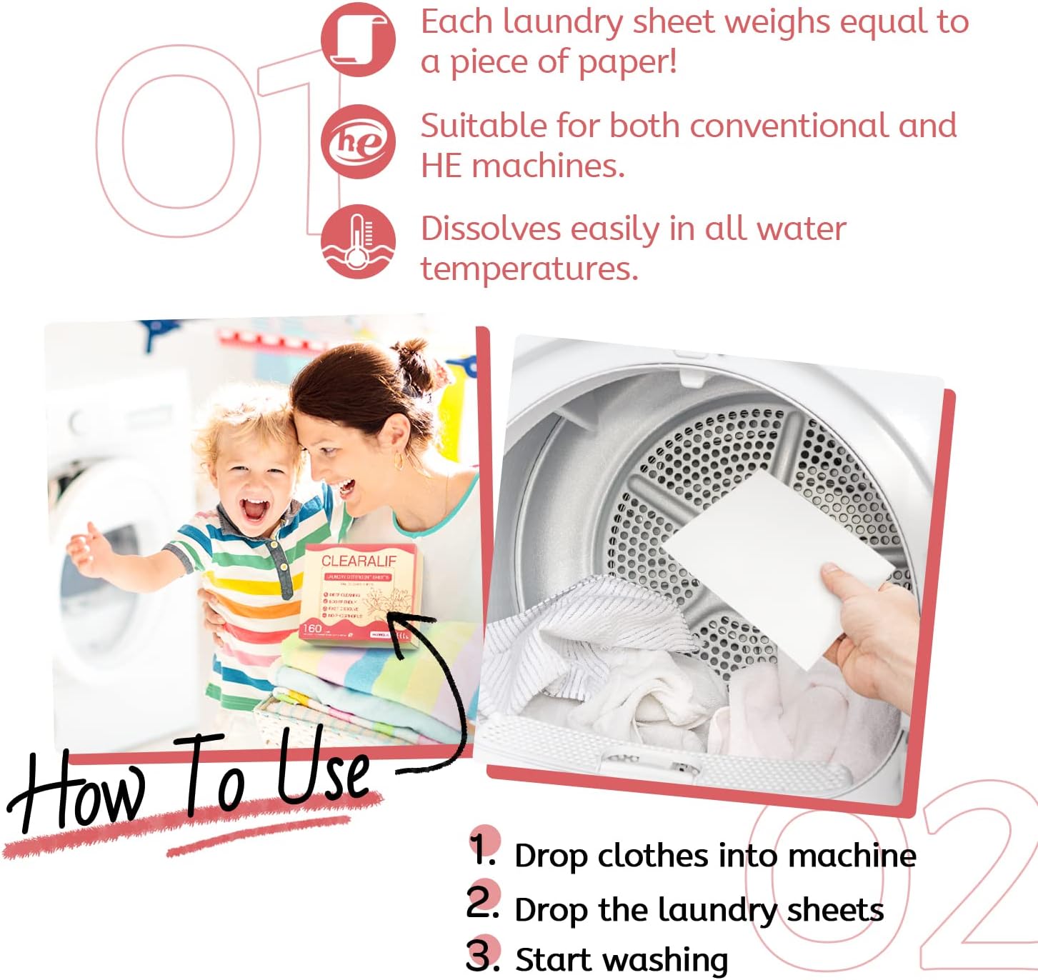 Laundry Detergent Sheets Up to 160 Loads, Magnolia - Great For Travel,Apartments, Dorms,CLEARALIF