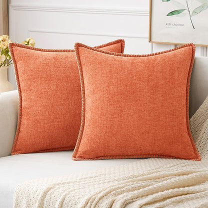 MIULEE Pack of 2 Couch Throw Pillow Covers 20x20 Inch Coral Red Farmhouse Decorative Pillow Covers