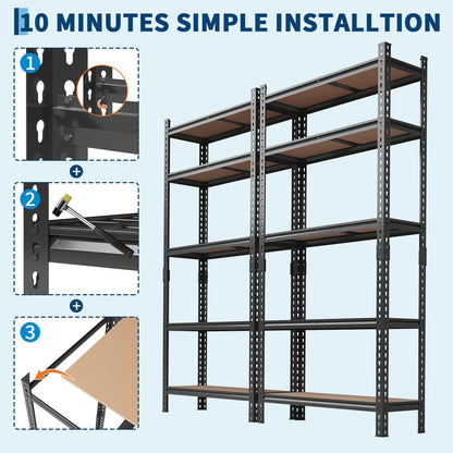 Garvee 5-Tier Storage Shelf 72" H 2 Pack Storage Shelving Unit