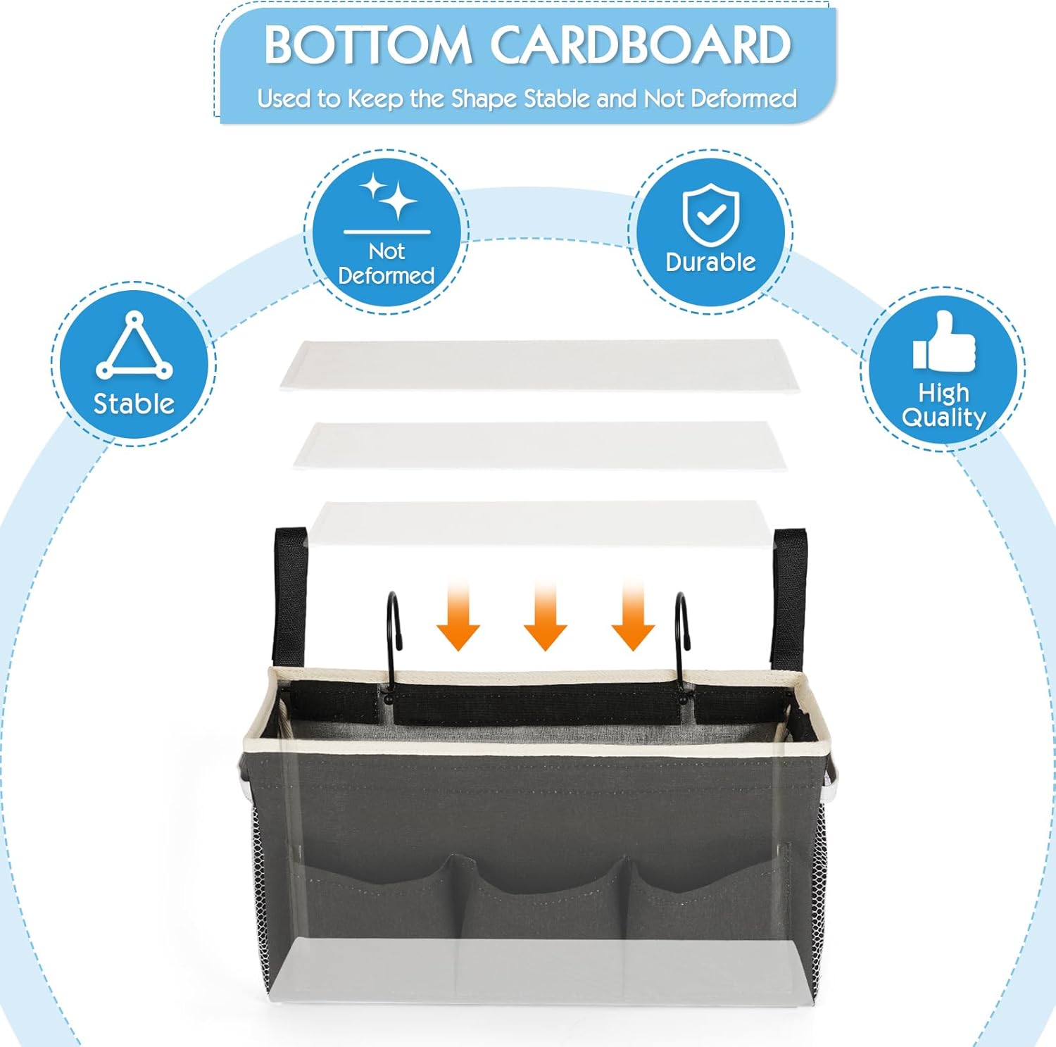 Bedside Storage Caddy/Bedside Hanging Storage Bag for Headboards Bunk Beds Dorm Rooms Book Phone