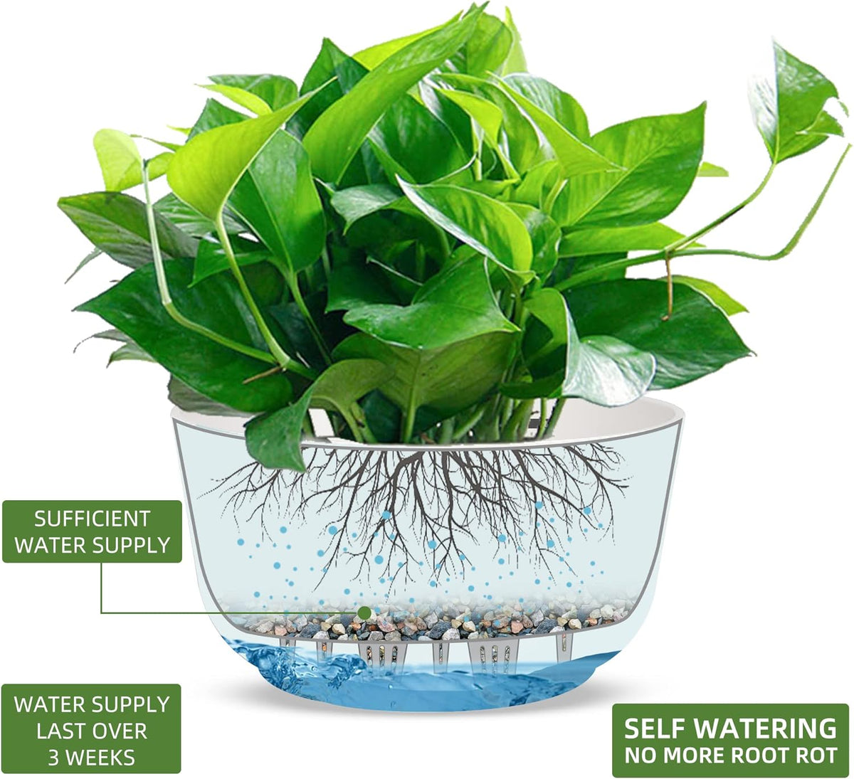 Dexceder 8.75 Inch Self Watering Hanging Planters Indoor Outdoor, Thickened Hanging Basket Flower
