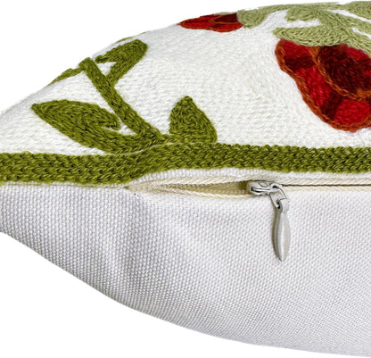 Alysheer Floral Embroidered Summer Lumbar Decorative Throw Pillow Cover 12"x 20", Farmhouse Cottage