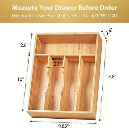 Umilife Kitchen Drawer Organizer, 10 Inch Silverware Utensil Tray Holder, Extra Deep, with Non-Slip