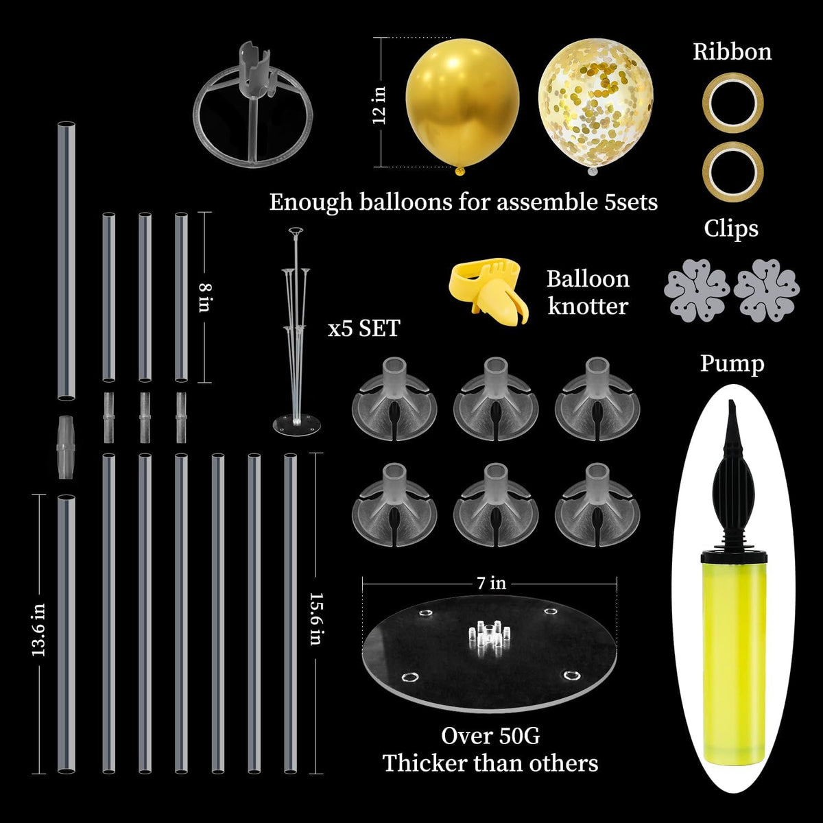 Black and Gold Balloon Stand Centerpiece Table Decorations Black and Gold Party Decorations for