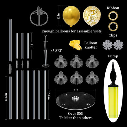 Black and Gold Balloon Stand Centerpiece Table Decorations Black and Gold Party Decorations for
