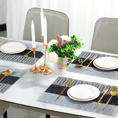 Placemats Set of 6，Non-Slip PVC Weave Table Mats Easy to Clean，Heat Resistant Place Mats for