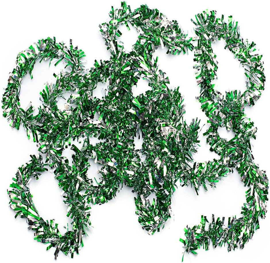 Anderson's Green & Silver Sparkle Glitter Metallic Tinsel Twist for Trailer Or Golf Cart, 4 inches