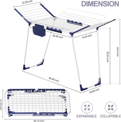 APEXCHASER Clothes Drying Rack Foldable, Drying Rack Clothing Large Space, Winged Laundry Rack with