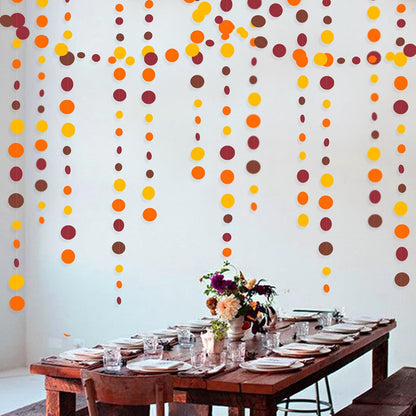 46Ft Fall Party Decorations Polka Dots Garlands Orange Yellow Burgundy Brown Hanging Paper Circle