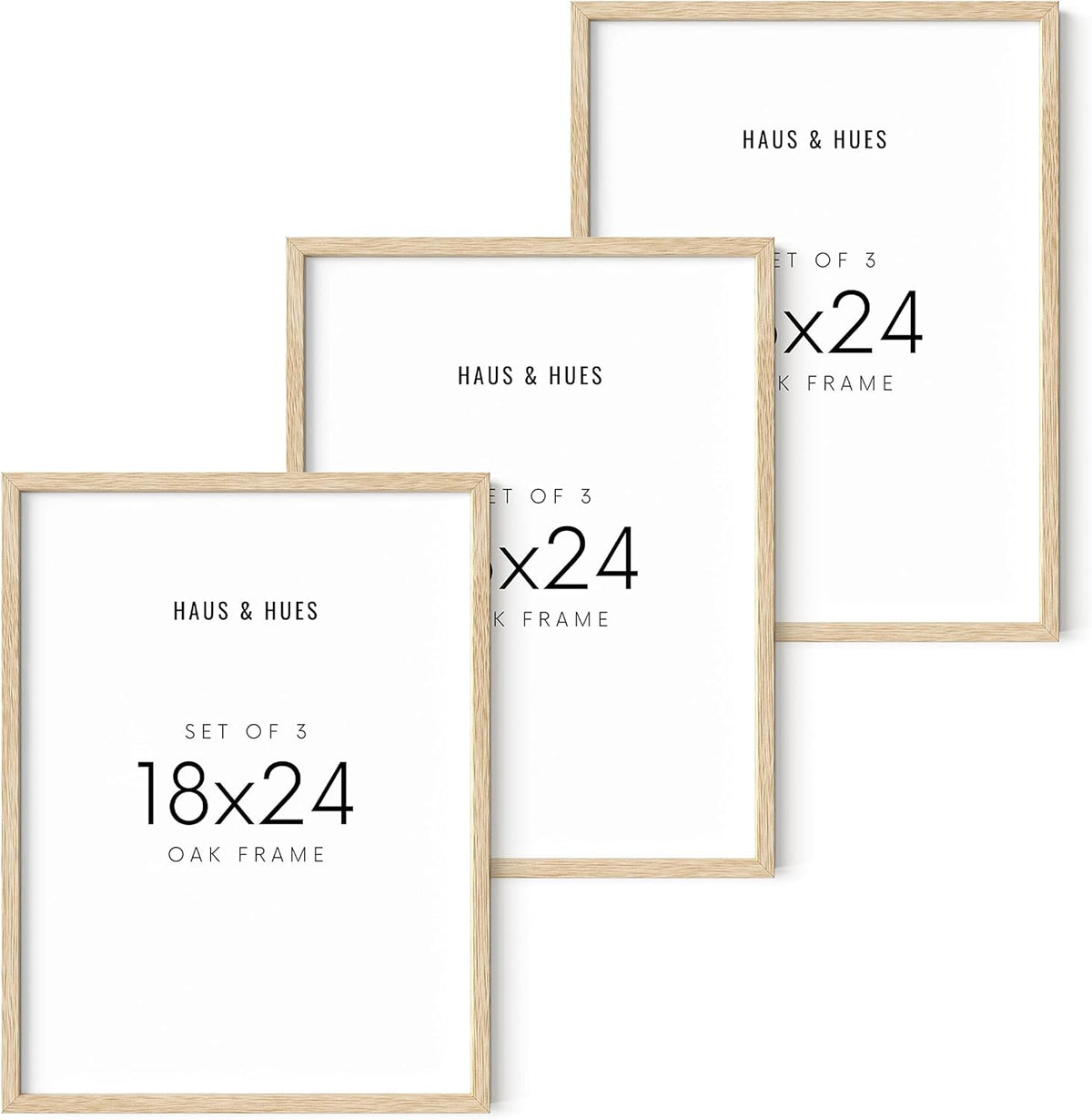 HAUS AND HUES Beige Wood Picture Frames 18 x 24 - Set of 3 Poster Frames 18 x 24, Wooden Picture
