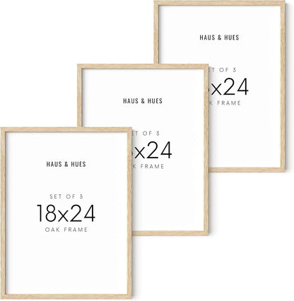 HAUS AND HUES Beige Wood Picture Frames 18 x 24 - Set of 3 Poster Frames 18 x 24, Wooden Picture