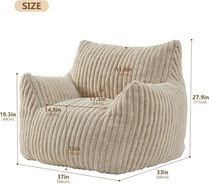 Giant Bean Bag Chairs for Adults Teens, Large Bean Bag Sofa Chairs with Filling Comfy Fuzzy BeanBag