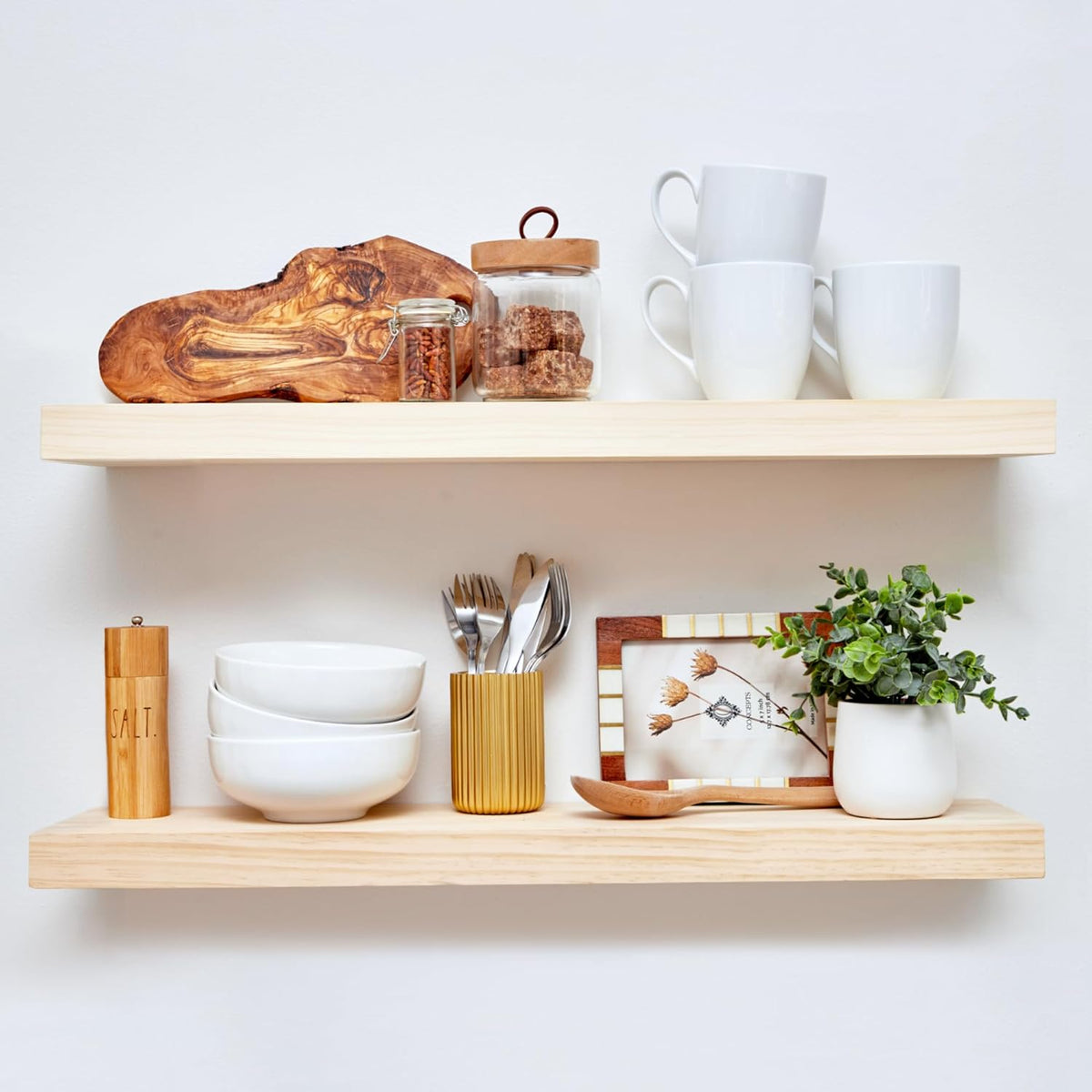 Homeforia 30 inch Wood Floating Shelves, High End Solid Natural Wood 30inch Floating Shelf for