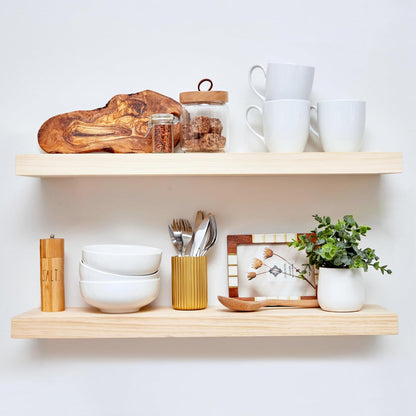 Homeforia 30 inch Wood Floating Shelves, High End Solid Natural Wood 30inch Floating Shelf for
