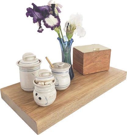 Joel's Antiques 24 Inch Wooden Floating Shelves for Wall - 24x12x2 in - Made of Natural Wood