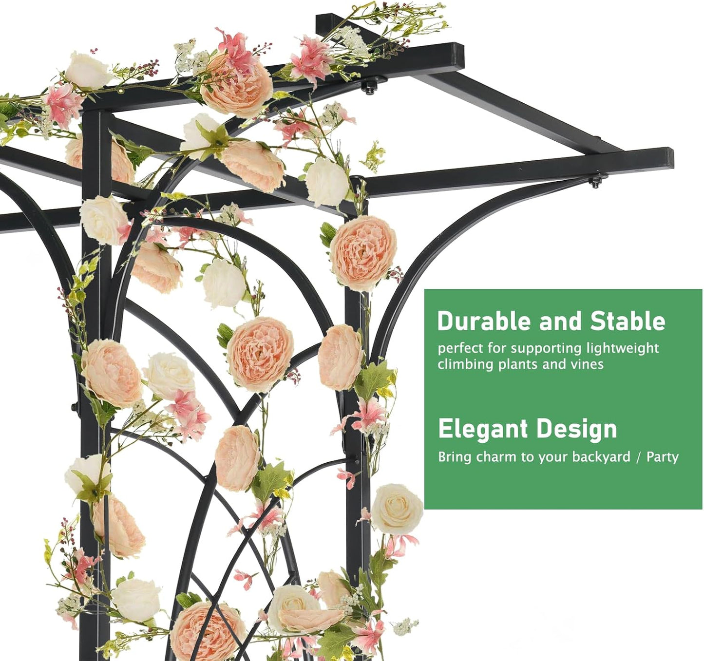 VINGLI Garden Arbor, Arch for Wedding Ceremony Party, Christmas Garden Decor Steel Garden Trellis