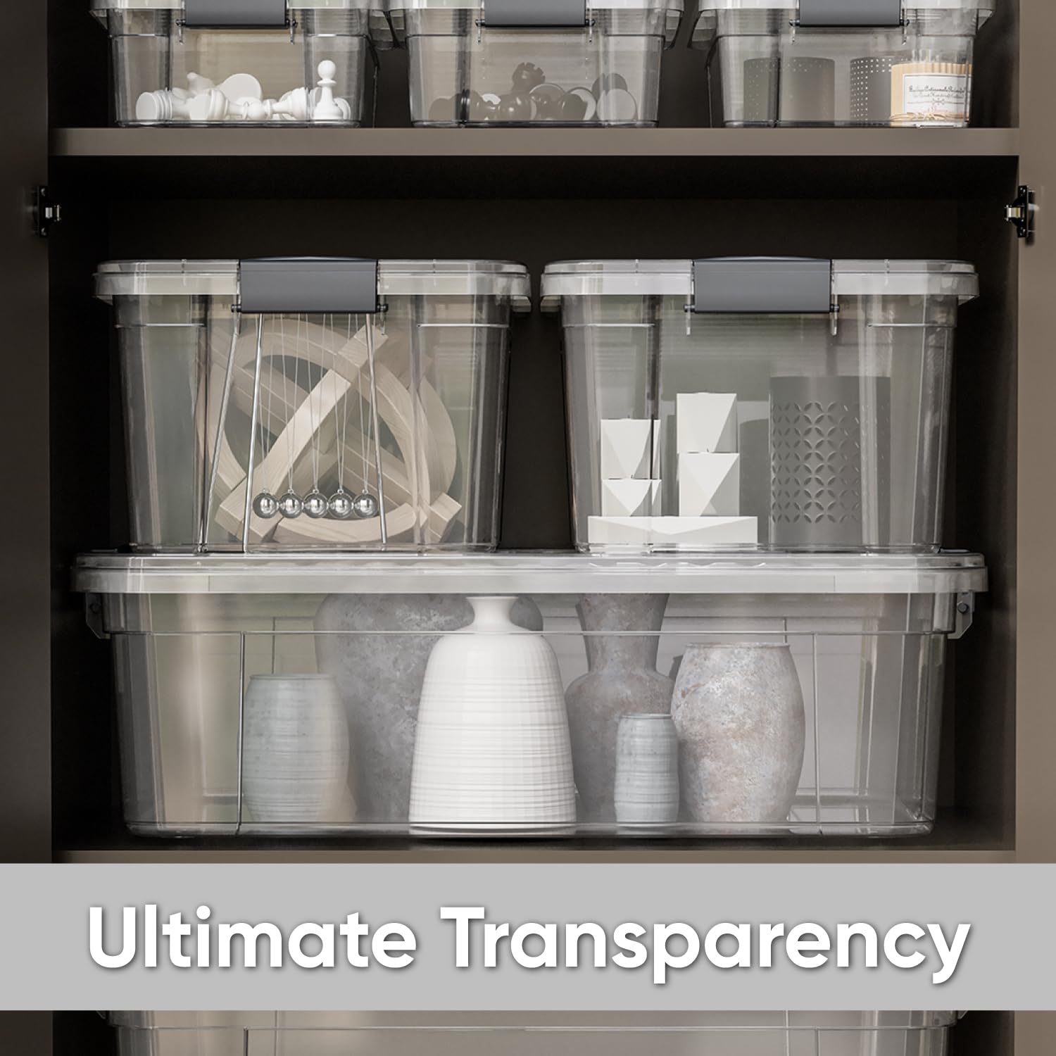 Superio Clear Storage Boxes with Lids, 4.5 Quart Plastic Container Bins for Organizing, Stackable
