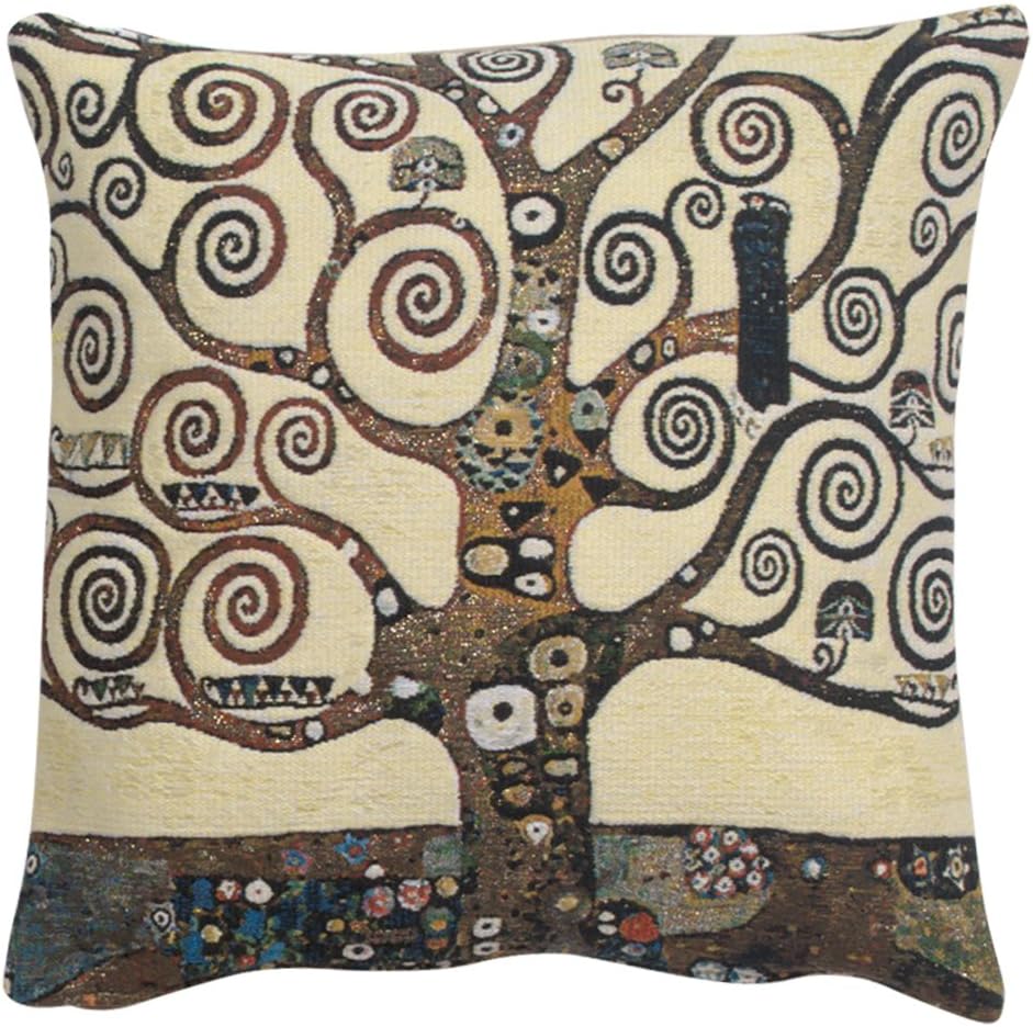 C Charlotte Home Furnishings Inc Lebensbaum Tree Belgian Cushion Cover | Pure Cotton Decorative
