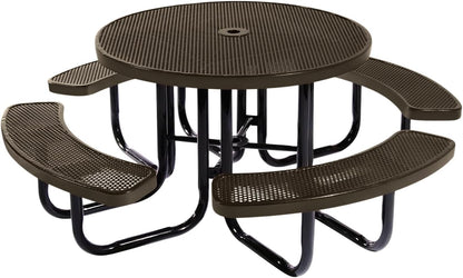 Coated Outdoor Furniture Heavy-Duty Portable Outdoor Picnic Table with Umbrella Hole, Punched Steel