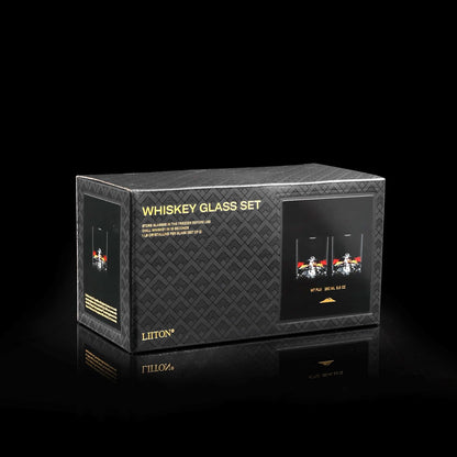 Mount Fuji Heavy Crystal Whiskey Glasses Gift Set of 2, Thick Freezable Bourbon Glass 1lb Each