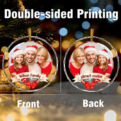 Christmas Hanging Decor, Personalized Crystal Photo Ornaments, Custom Ornaments for Family/Child