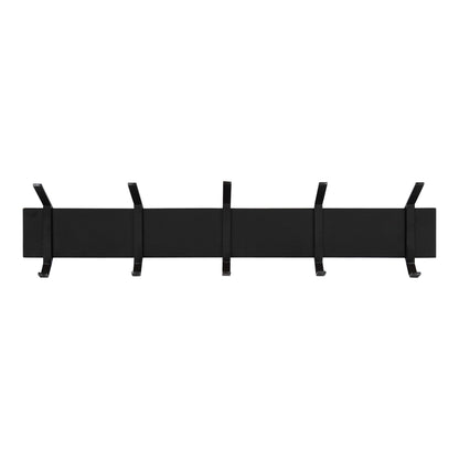 Kate and Laurel Rossmore Farmhouse 5-Hook Wall Hanging Coat Rack, Black, Modern Hanging Rack for