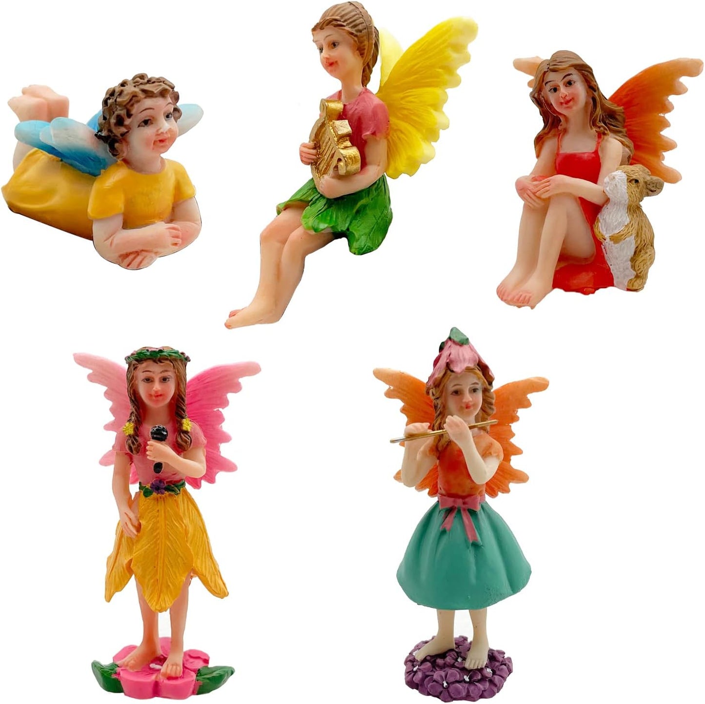 Fairies Set of 10 Pcs Miniature Garden Figurines - Outdoor Decor Art for Fall Winter, Outdoor