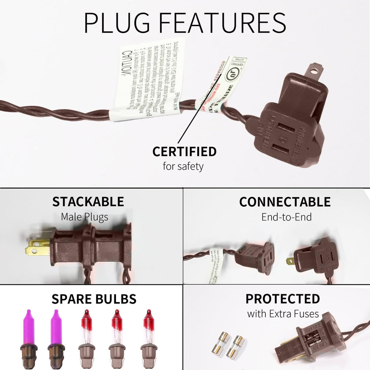 150LIGHTS Purple Extra-Bright with End Connectors Halloween Decorative Lights 9.72m UL Certified