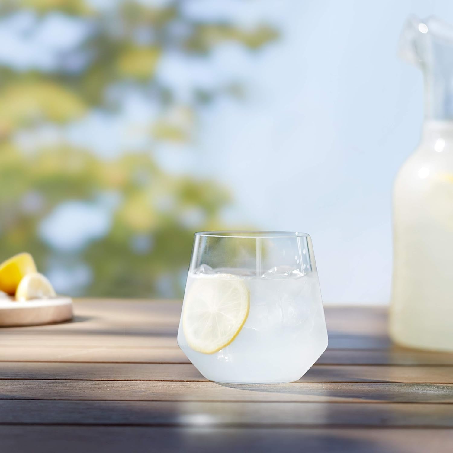 Amazon Basics Tritan Glasses, Dishwasher Safe, BPA-Free Plastic, Stemless Wine, Shatterproof