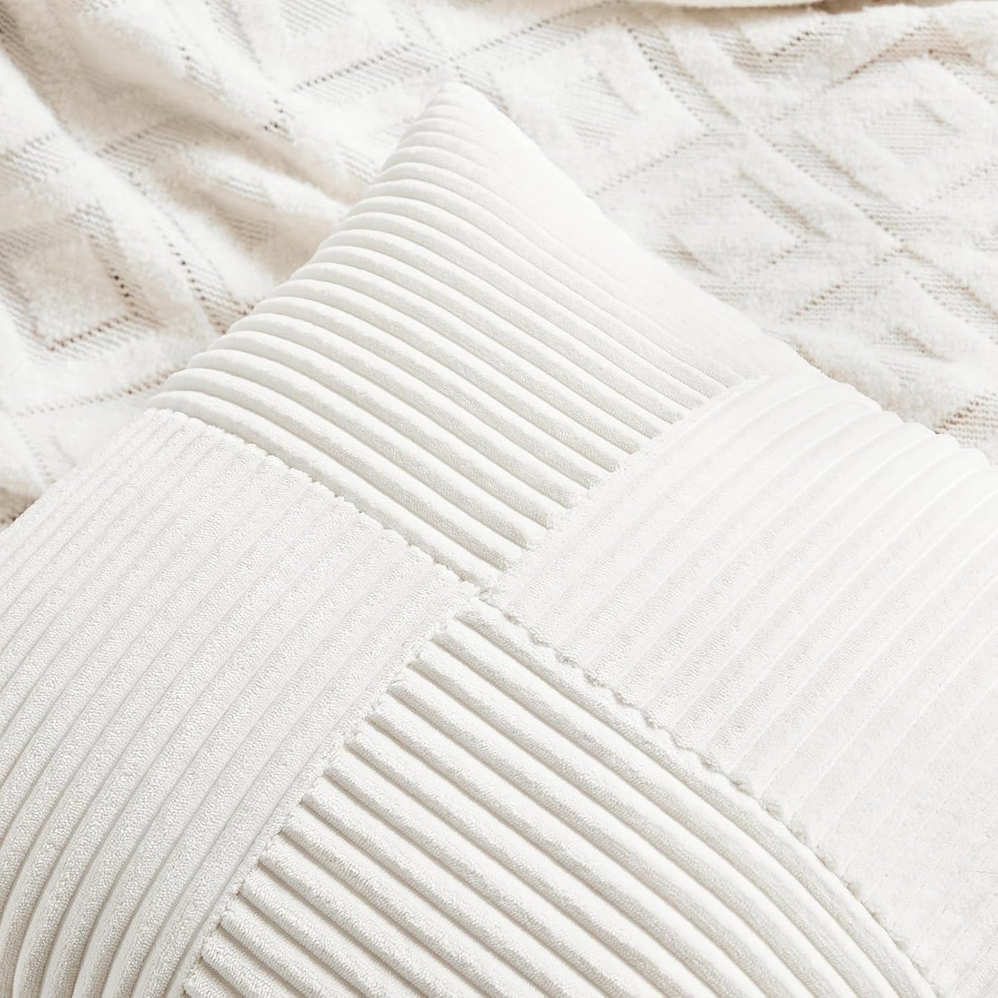 Fancy Homi 2 Packs Cream White Decorative Throw Pillow Covers 20x20 Inch for Living Room Couch Bed