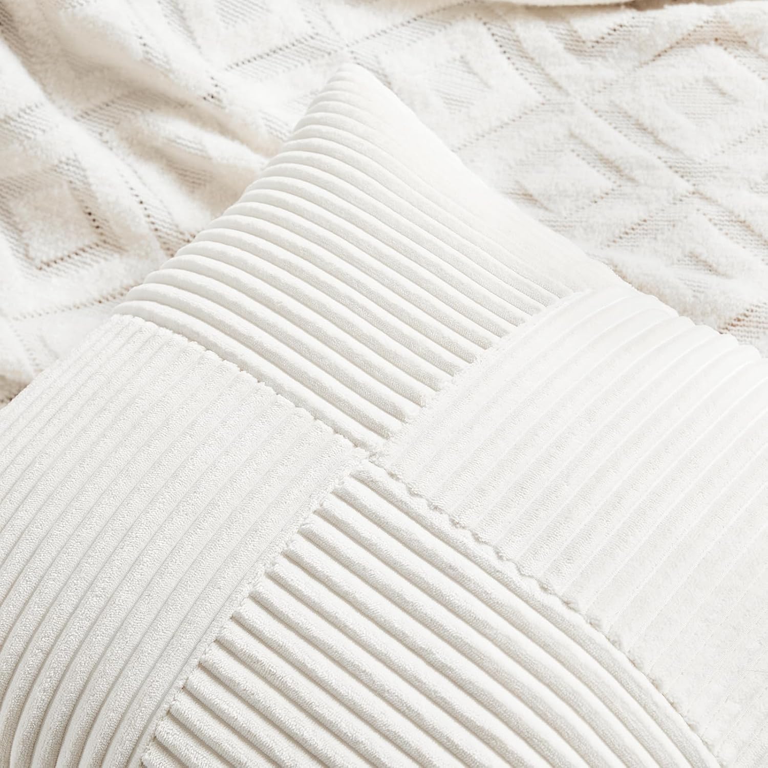 Fancy Homi 2 Packs Cream White Euro Decorative Throw Pillow Covers 28x28 Inch for Couch Bed Sofa