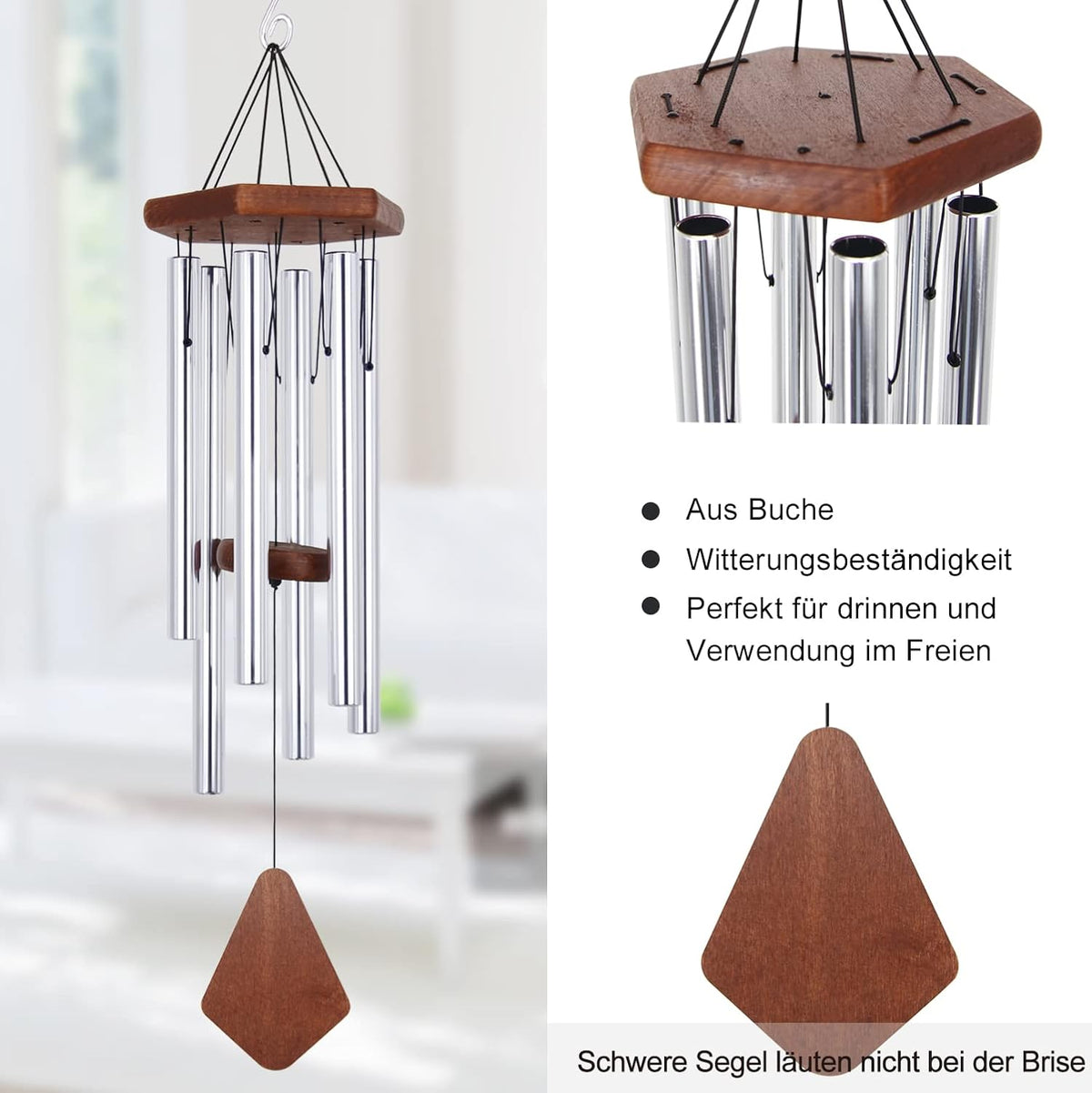 ASTARIN Memorial Wind Chimes for Outside, 30'' Deep Tone, Sympathy Wind-Chime Personalized with 6