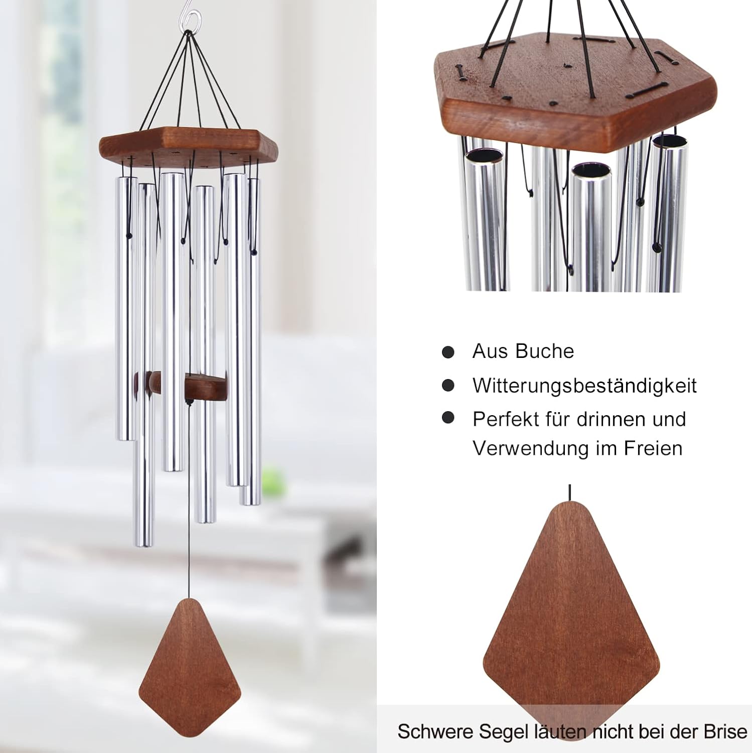 ASTARIN Memorial Wind Chimes for Outside, 30'' Deep Tone, Sympathy Wind-Chime Personalized with 6