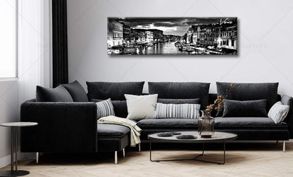 DJSYLIFE Venice Skyline Wall Art Black and White Italy Cityscape Canvas Print Painting Buildings