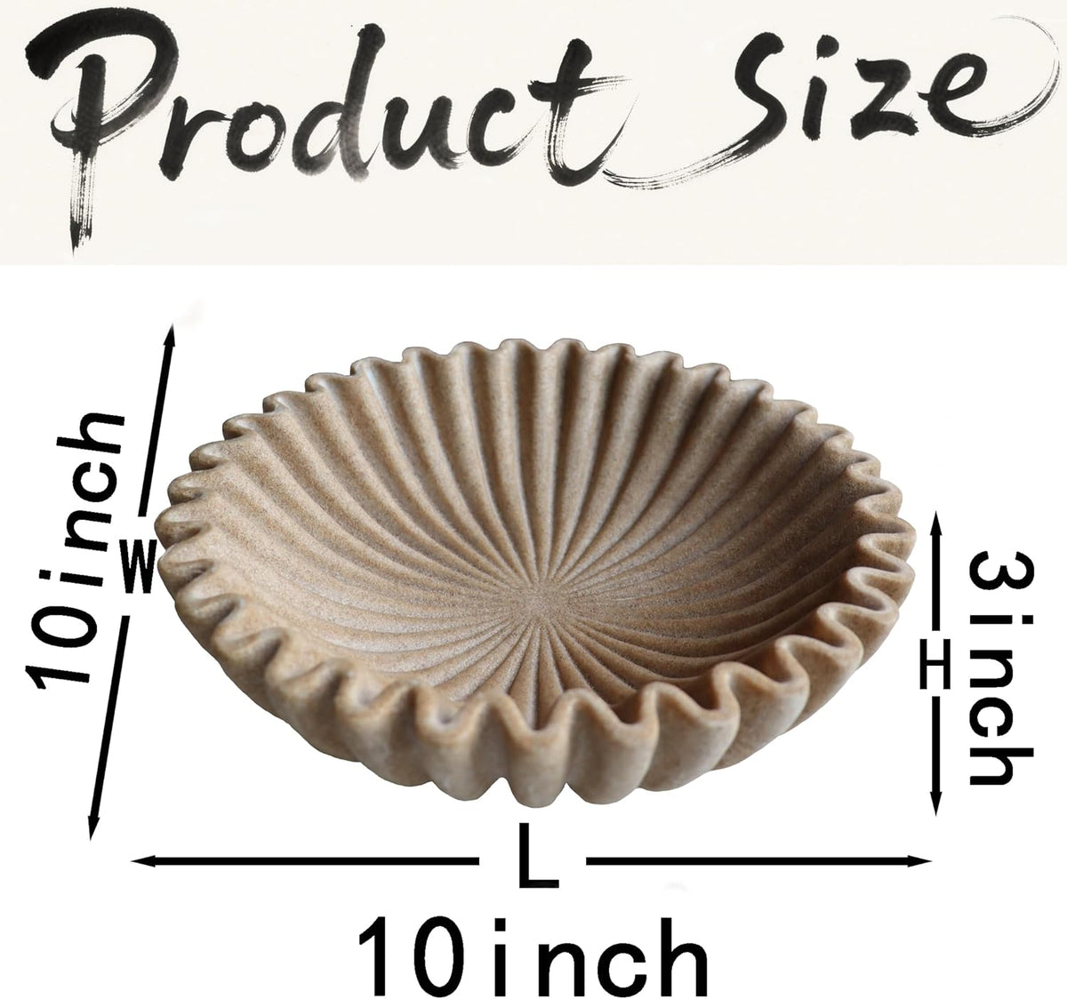 10" Large Decorative Bowl decor, Scalloped Bowls for Modern Home Decor,Ruffle Decor,Stylish Key