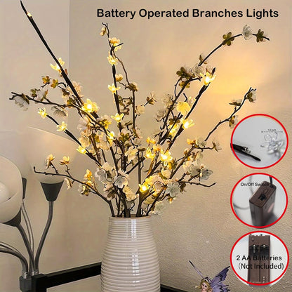 3 Pack Battery Lighted Branch Flowers Lights with 12 Colored 3D Butterfly Indoor Bedroom