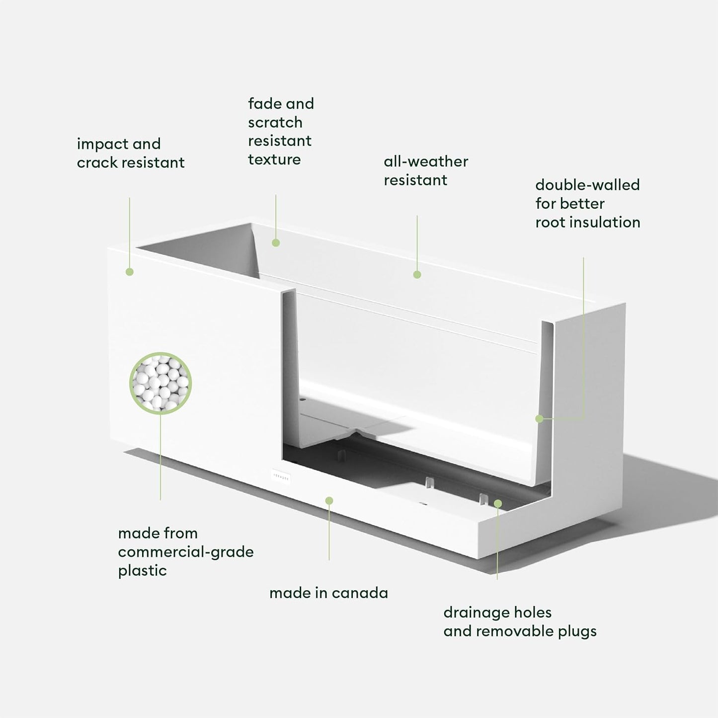 Veradek Block Series Long Box Planter - Large Rectangular Planter for Indoor or Outdoor Patio/Porch