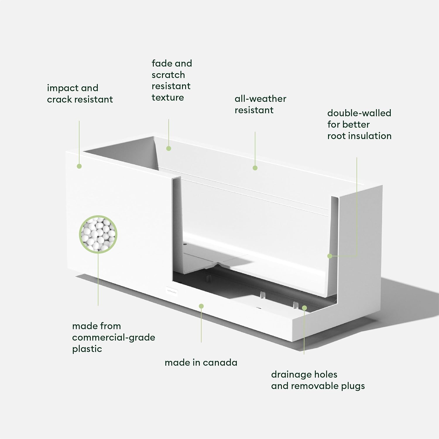 Veradek Block Series Long Box Planter - Large Rectangular Planter for Indoor or Outdoor Patio/Porch