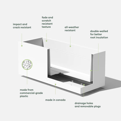 Veradek Block Series Long Box Planter - Large Rectangular Planter for Indoor or Outdoor Patio/Porch