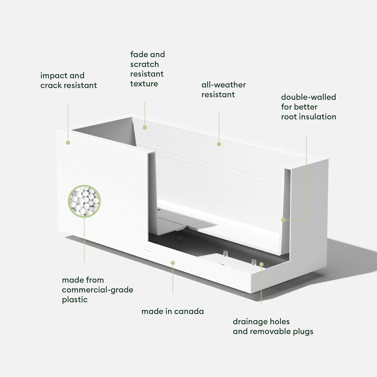 Veradek Block Series Long Box Planter - Large Rectangular Planter for Indoor or Outdoor Patio/Porch