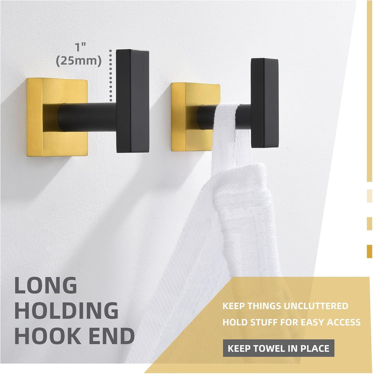 Angle Simple Bathroom Towel Hook 2 Pack, SUS 304 Stainless Steel Bath Robe Coat Holder Wall