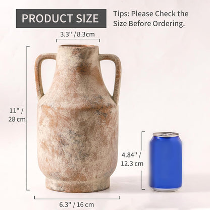 Mitt&Ditt Ceramic Flower Vase with Handles, 11 inch Tall Vase for Centerpieces, Large Decorative