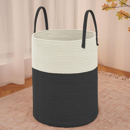 Large Woven Laundry Basket Hamper,80L Cotton Rope Storage Bin for Blankets,Toys and