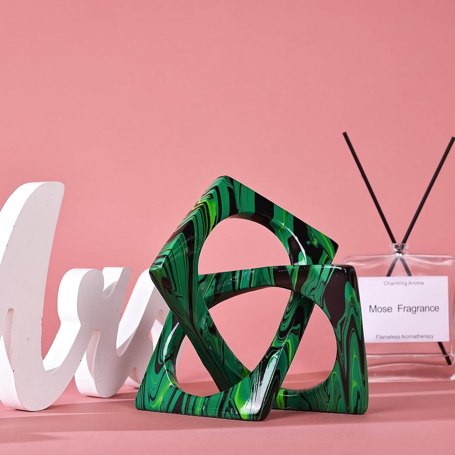 XMGZQ Emerald Green Knot Statue for Coffee Table Centerpiece Decor,Modern Abstract Art Geometric