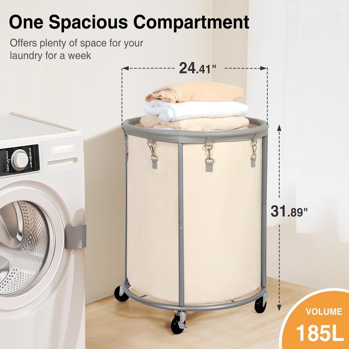 STO STO Rolling Laundry Hamper with Wheels – 185L (48 Gallon) Extra Large Industrial Clothes